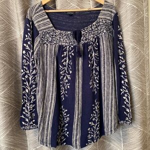 Lucky xl navy blouse tie front blouse